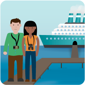 imagen ilustrativa de personas y un crucero