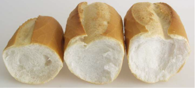 En la imagen se muestra la aplicación de la TG en panes tipo baguette.
