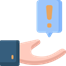 icono de mano y signo de admiración